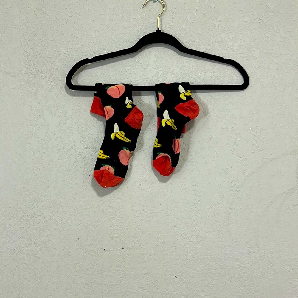 Banana and peach socks!